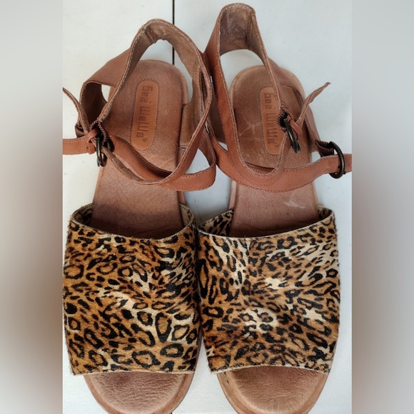 Anthropologie Gee WaWa Boho Calf Hair Leopard Print Gladiator Ankle Sandals - Picture 14 of 16